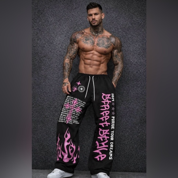 Other - Urban Graphic Fleece Joggers - Black and Pink